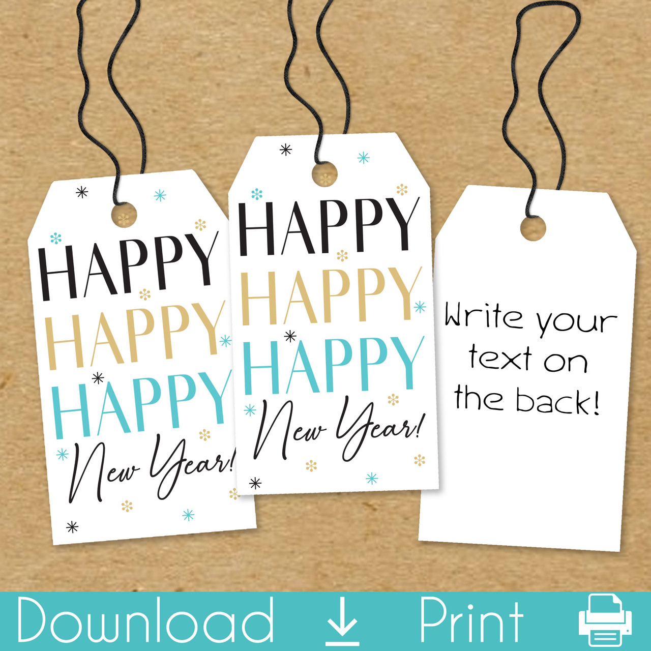 happy happy new year printable party favor tags (instant download)