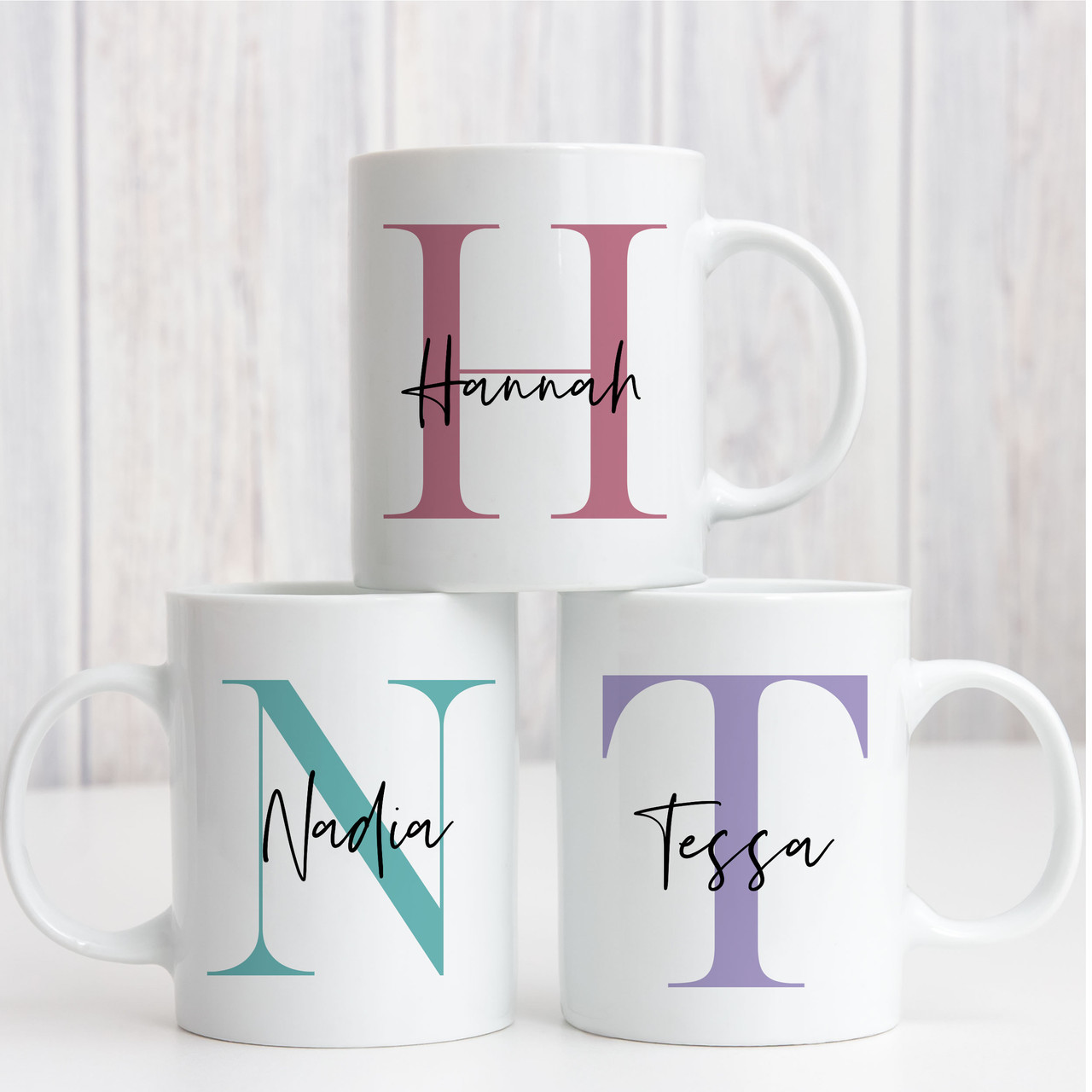 Holiday Home Monogram Ceramic Coffee Mug Personalized Name Letter Initial  Cup