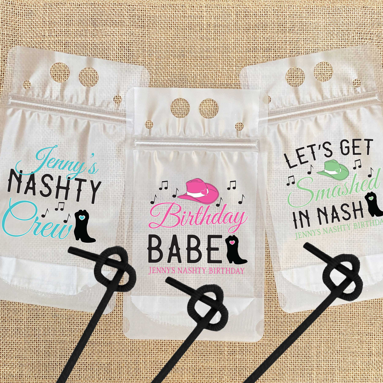 CUSTOM BACHELORETTE Drink Pouches Booze Bags Party Pouches -   Custom  bachelorette party, Bachelorette drink, Bachelorette party planning