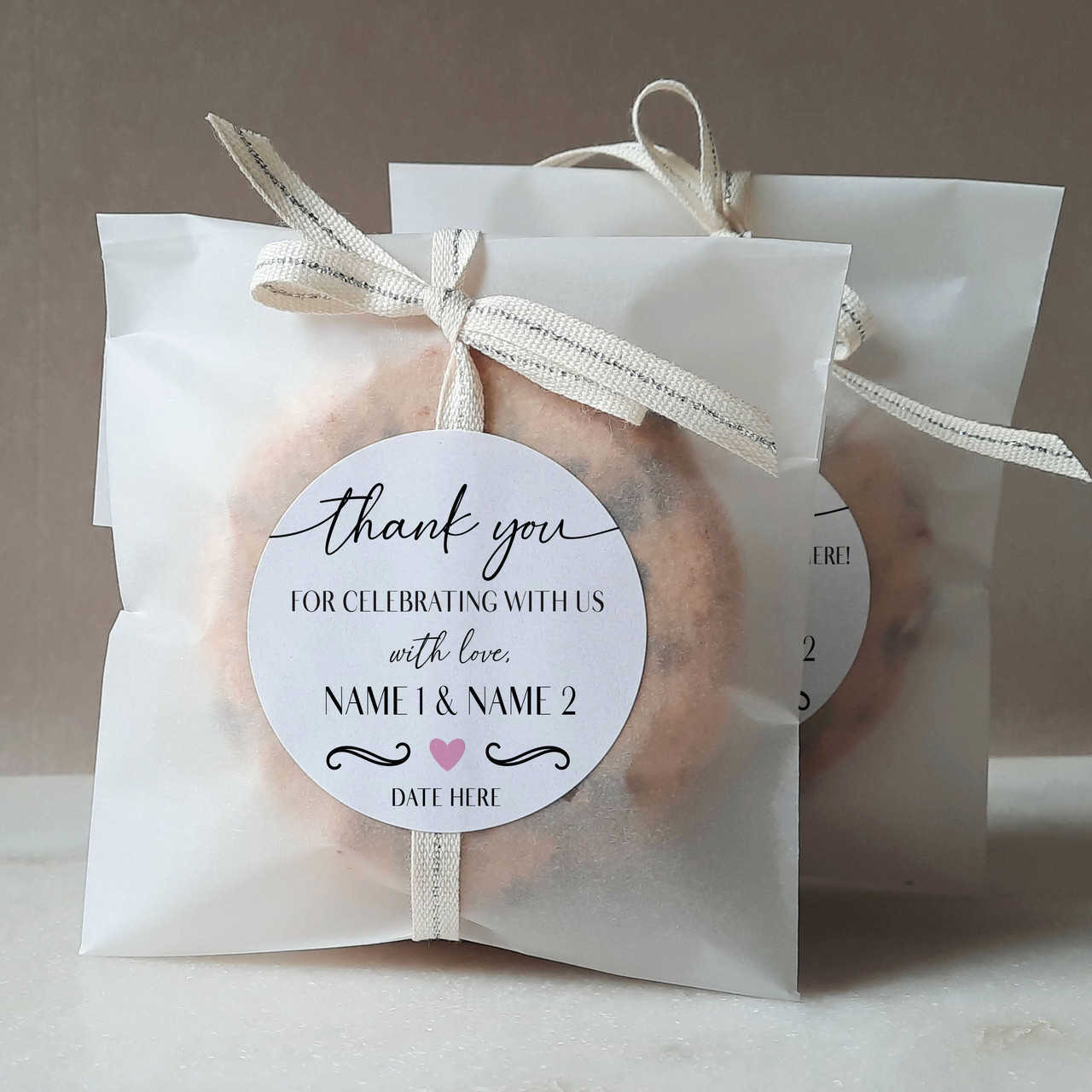 Smitten Custom Thank You Round Party Favor Labels + Waterproof Stickers
