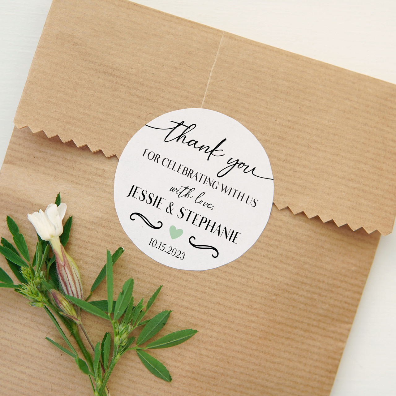 Thank You for Celebrating with Us Wedding Stickers, Custom Wedding