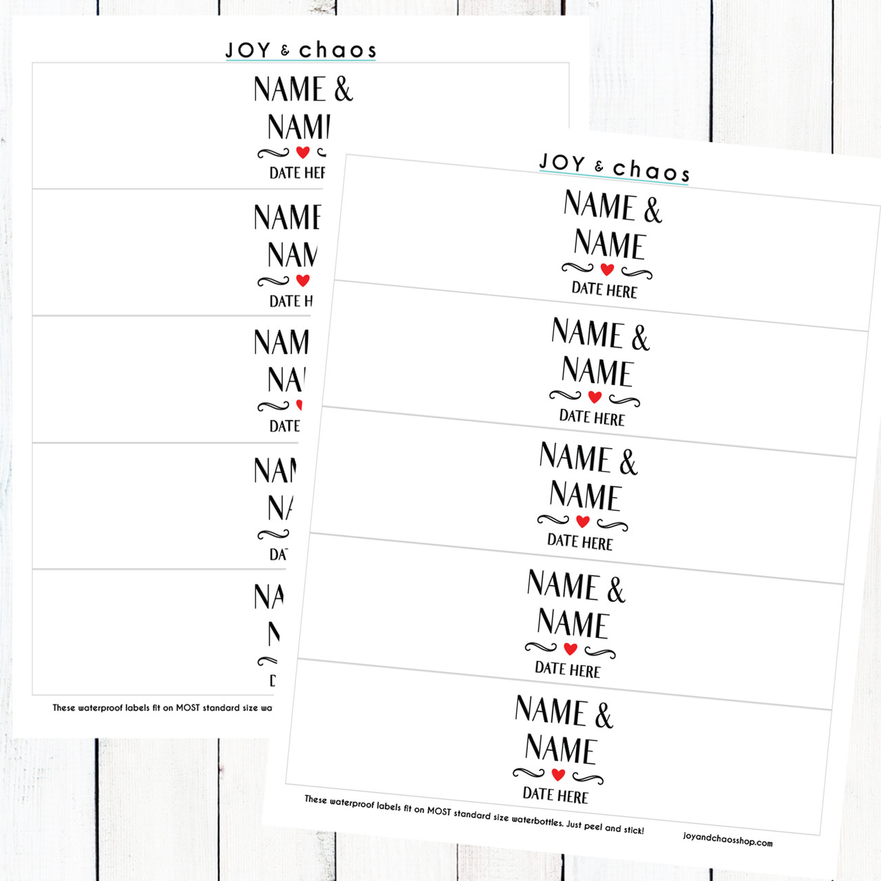 Smitten Custom Wedding Water Bottle Labels