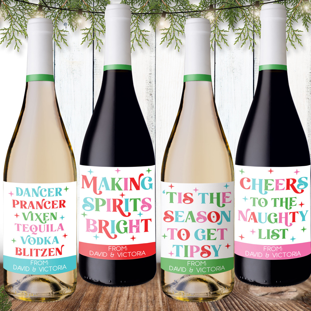 Cheerful Christmas Funny Personalized Wine Labels cheerful-christmas-funny-personalized-wine-labels