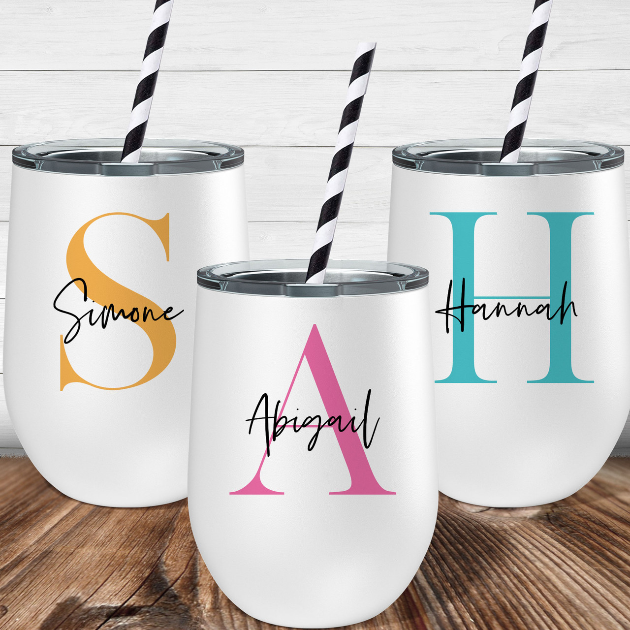 Monogram Wine Tumbler - 4 Colors