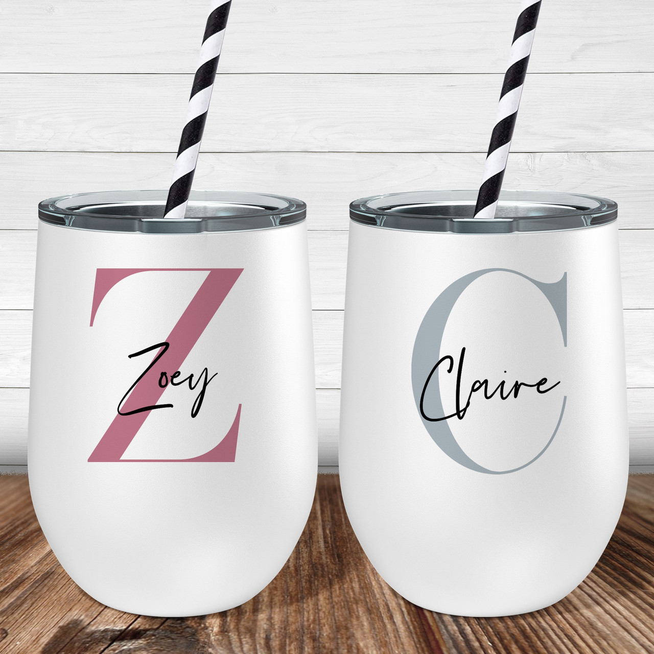 Personalize Wine Tumbler Custom Wine Glass Bachelorette Party Favors  Monogram Tumbler Insulated Stemless Wine Cup Tumbler With Lid and Straw 