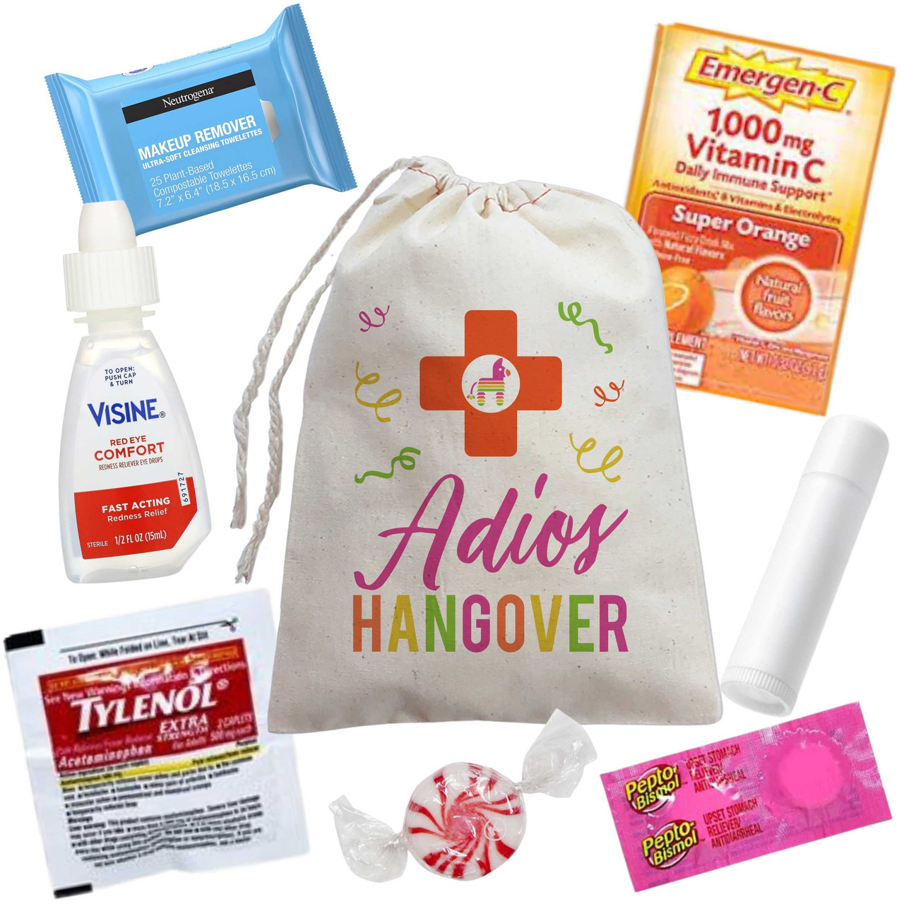 Adios Hangover Kit Drawstring Canvas Bags