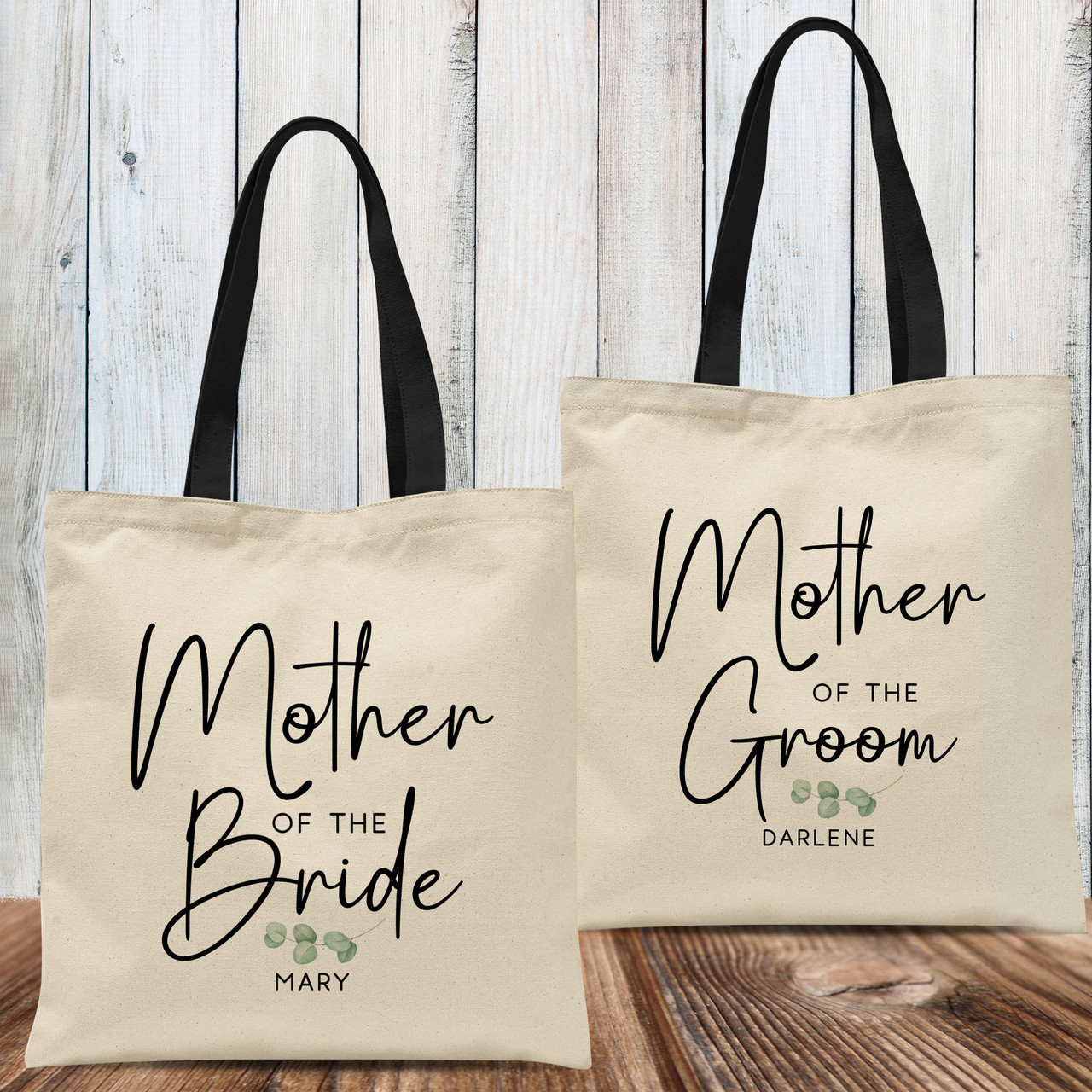 Eucalyptus Maid of Honor + Matron of Honor Personalized Tote Bags