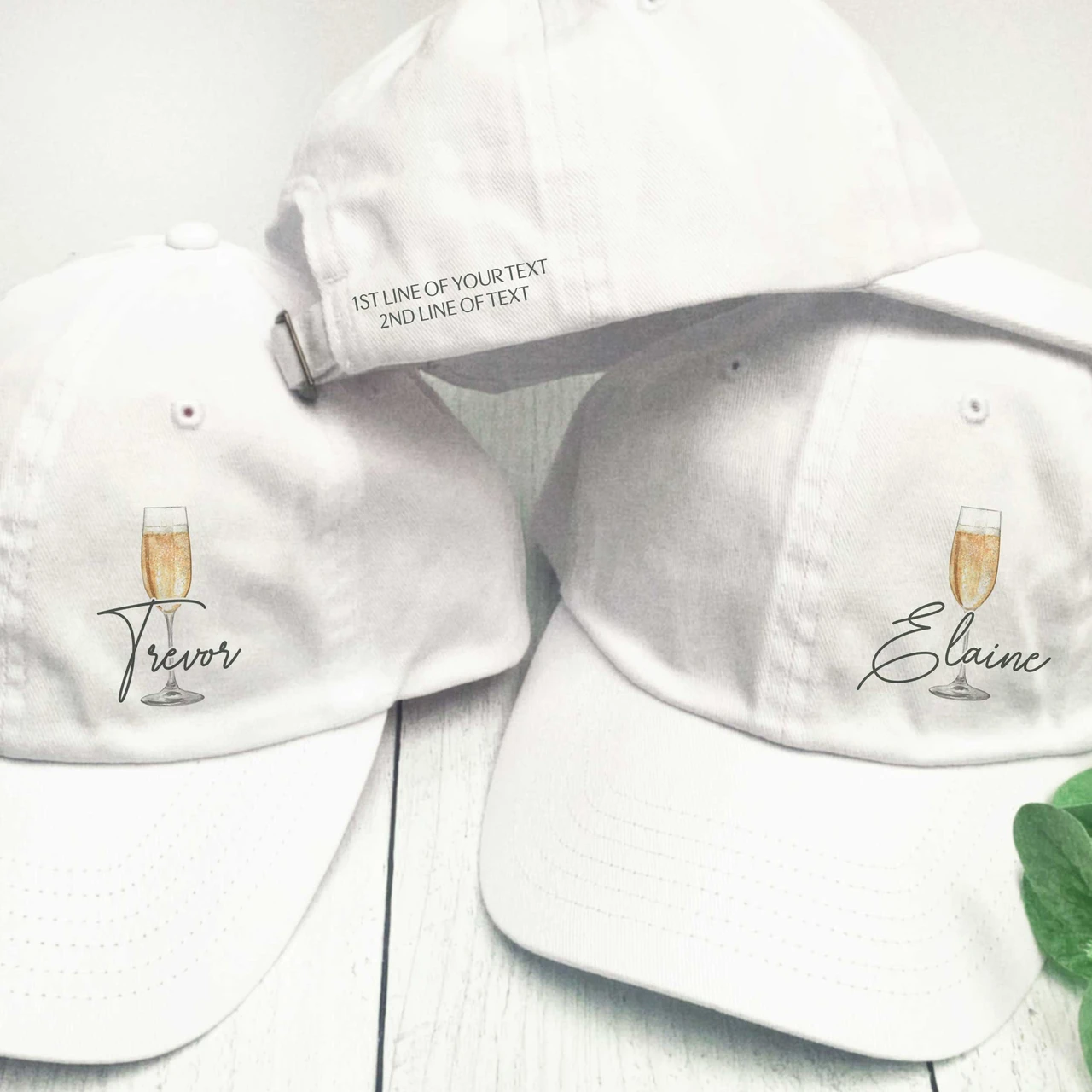 Champagne hat bachelorette dad cap Champagne Embroidered Hat – Cork Connoisseur main image 3