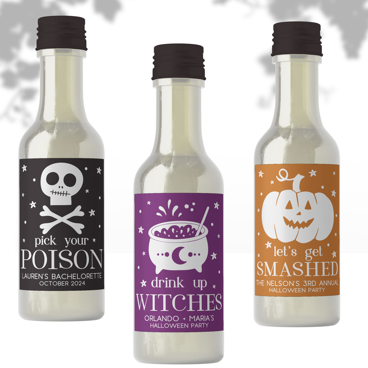 Custom Halloween Mini Liquor Bottles + Labels