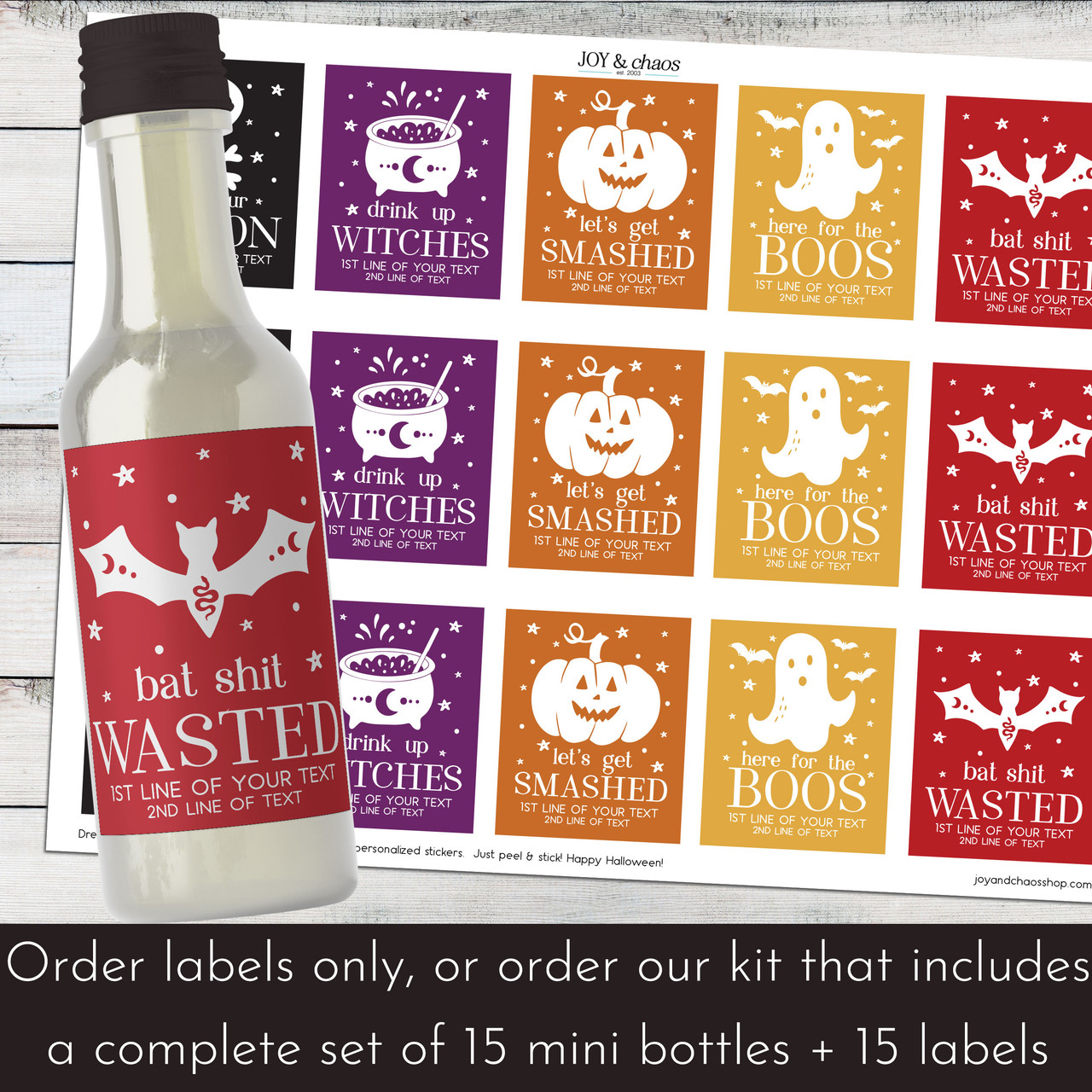 Custom Halloween Mini Liquor Bottles + Labels custom-halloween-mini-liquor-bottles-labels