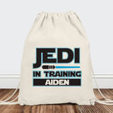 Kids Custom Jedi Backpack - Personalized Canvas Drawstring Backpack