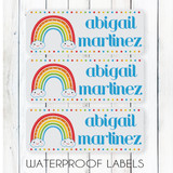 Happy Rainbow Waterproof Name Labels