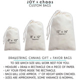 Drawstring Canvas Party Favor Bags - Canvas Gift Bags with Names - Custom Drawstring Gift Bags - Small Medium and Large Canvas Bags | Joy & Chaos