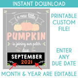 Little Pumpkin Pregnancy Announcement Sign (Editable - Instant Download!)