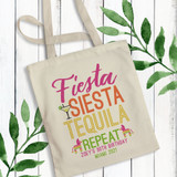 Final Fiesta Bachelorette Party Tote Bags- Personalized Mexico Vacation Bulk Tote Bags - Fiesta Siesta Tequila Bags - Mexico Girls Trip Gift Bags - Custom Canvas Bags - Pink Orange Yellow and Green Design with Margarita Glass and Rainbow Pinata