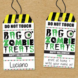 Printable Bag O' Zombie Treats Halloween Favor Tags - Instant Download Print at Home DIY Halloween Tags