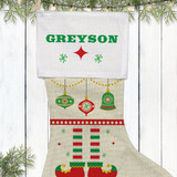 Santa's Lil' Elf Personalized Christmas Stockings - Monogramed Stockings with Names - Matching Family Stockings - Rustic Christmas Decor