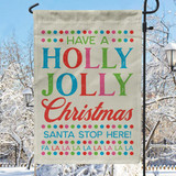 Holly Jolly Christmas Faux Linen Garden Flag Holly Jolly Christmas Faux Linen Garden Flag