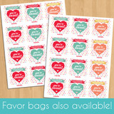 Custom Valentine Stickers for Girls - Personalized Rainbow Retro Heart Valentine's Day Stickers - Kids Valentines Day Stickers - Custom Valentines Favor Labels - Bulk Valentines Day Party Favor Decals
