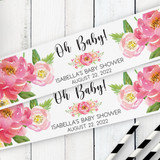 Pink Peony Baby Shower Water Bottle Labels