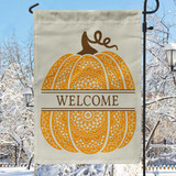 Boho Pumpkin Faux Linen Garden Flag