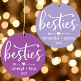 Personalized Besties Christmas Ornament - Custom Name Best Friend Ornaments for Women