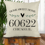 Personalized Home Sweet Home Leaf & Heart Throw Pillow Cover