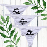 Personalized Bridal Underwear - Custom Printed Bride Thong Panties for Wedding or Honeymoon - Bridal Shower Panty Set - Retro Design