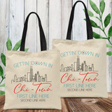 Custom Chicago Skyline Tote Bags for Chicago Girls Trip, Chicago Birthday Vacation, Chicago Reunion - Personalized Chicago Vacation Bags