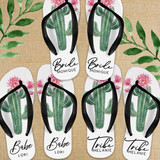 Personalized Succulent Cactus Bridesmaid Flip Flops  - Custom Bridal Party Sandals for Scottsdale Bachelorette, Cactus Bridal Shower, Desert Wedding