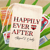 Custom Canvas Wedding Favor Bags - Plaid Happily Ever After Wedding Guest Gift Bags