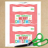 Merry Christmas Stripe Printable Bag Toppers (Instant Download) - Digital PDF File for Holiday Treat Bag Tops - Printable Christmas Zip Top Baggies - Christmas Candy Bags