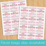 Personalized Valentine Stickers for Kids - Custom Valentine's Day Favor Labels -Girls Valentines Day Decal Sheet  - Custom Valentines Labels with Red and Pink Hearts - Bulk Happy Valentines Day Party Sticker Set