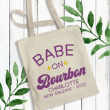 Babe On Bourbon Personalized New Orleans Tote Bags - New Orleans NOLARette Bachelorette Party Bags - New Orleans Bride Bag - New Orleans Birthday Bags - NOLA Girls Trip Bags - Custom New Orleans Canvas Tote Bags