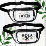 Mexico Bags - Custom Fanny Packs for Women - Clear Fanny Packs - Zippered Hip Bags - Personalized Waist Belt Bags for Final Fiesta Bachelorette - Mexico Girls Trip Plastic Beach Bags for Travel - Fiesta Then We Siesta Fanny Pack - Hola Birthday