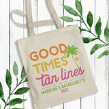 Good Times and Tan Lines Personalized Beach Bags - Palm Tree Tote Bags for Beach Girls Trip - Beach Vacation Custom Tote Bags