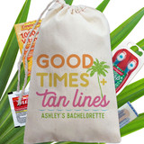 Good Times and Tan Lines Bags - Palm Tree Custom Beach Party Favor Bags for Adults - Beach Bachelorette Party Favor Bags - Custom Gift Bags for Beach Girls Trip or Beach Birthday Vacation