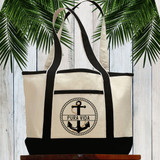 Custom Boat Name Tote Bags - Nautical Beach Bags - Custom Boat Bags with Anchor Print - Sailing Gifts for Boat Owner - Large Personalized Canvas Tote Bags