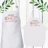 Boho Head Chef and Sous Chef Personalized Aprons - Custom Apron Set for Mommy + Me - Mom, Dad, Daughter and Son Monogrammed Aprons Boho Head Chef and Sous Chef Personalized Aprons - Custom Apron Set for Mommy + Me - Mom, Dad, Daughter and Son Monogrammed Aprons