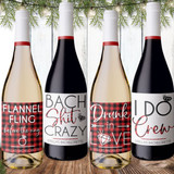 Flannel Fling Before the Ring Bachelorette Party Wine Labels - Custom Wine Bottle Stickers for Plaid Bachelorette Party Decor - Rustic Plaid Bridal Shower - Bach Shit Crazy Wine Label -  Drunk in Love  Wine Label - I Do Crew Wine Label