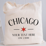 Custom Chicago Tote Bags - Personalized Chicago Bags with Handles, Canvas Totes for Chicago Wedding