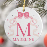 Pink Bow Monogrammed Ornament