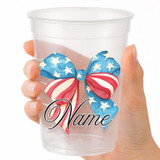 4th of July Bow and Stars 16oz Clear Cups