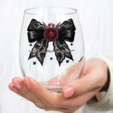 Goth Lace Bow Wine Glass