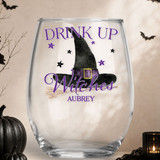 Drink Up Witches Hat Shatterproof Wine Glass