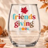 Retro Friendsgiving Shatterproof Wine Glass