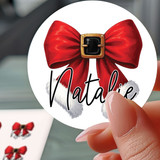 Santa Bow Christmas Name Labels