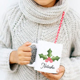 Holly Name Christmas Mug
