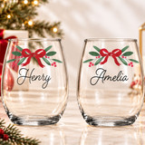 Merry Little Bow Wine Glass