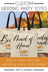 "Fall" in Love with our Custom Wedding Party Tote Bags